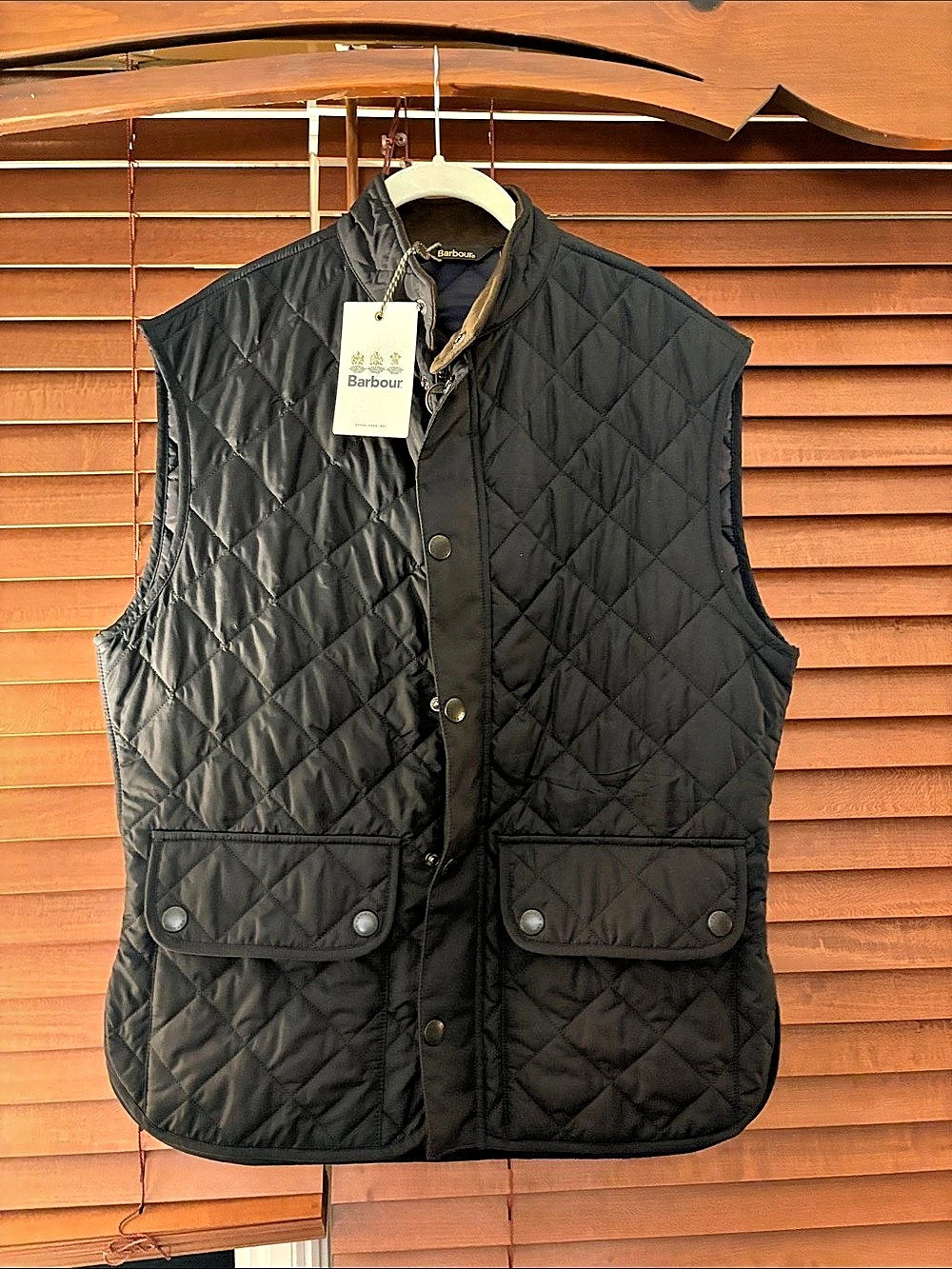 Men’s Barbour Lowerdale Gilet Quilted Vest in Navy Size Large NWT